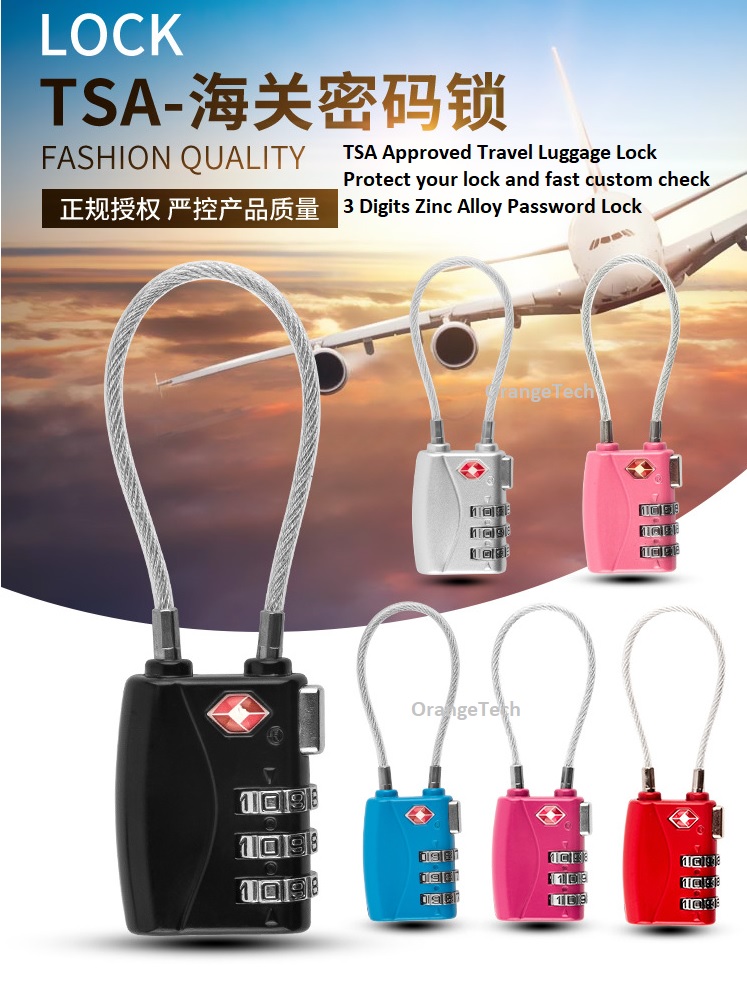 TSA Approved Travel Luggage Password Lock – 3-Digit Zinc Alloy Padlock for Suitcases & Baggage Security