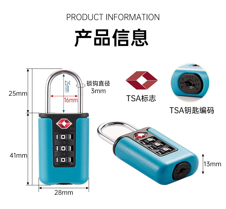 TSA Approved 3-Digit Combination Luggage Lock – Durable Zinc Alloy Travel Password Lock (Colorful) – LL26 - Image 3