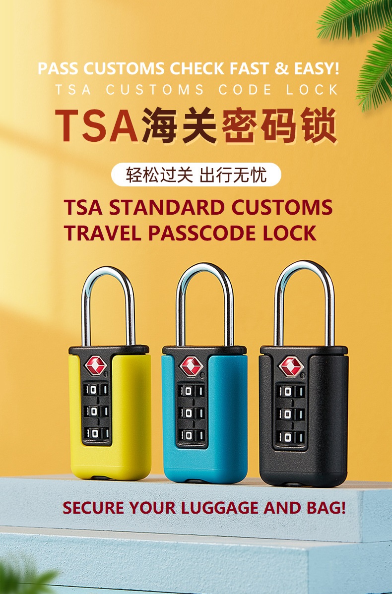 TSA Approved 3-Digit Combination Luggage Lock – Durable Zinc Alloy Travel Password Lock (Colorful) – LL26